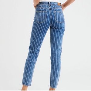 American Eagle High Waisted Striped Mom Jeans